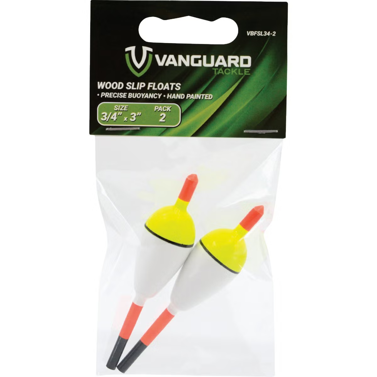 160934 0.75 x 3 in. Vanguard Slip Float Bobber, Yellow - Pack of 2