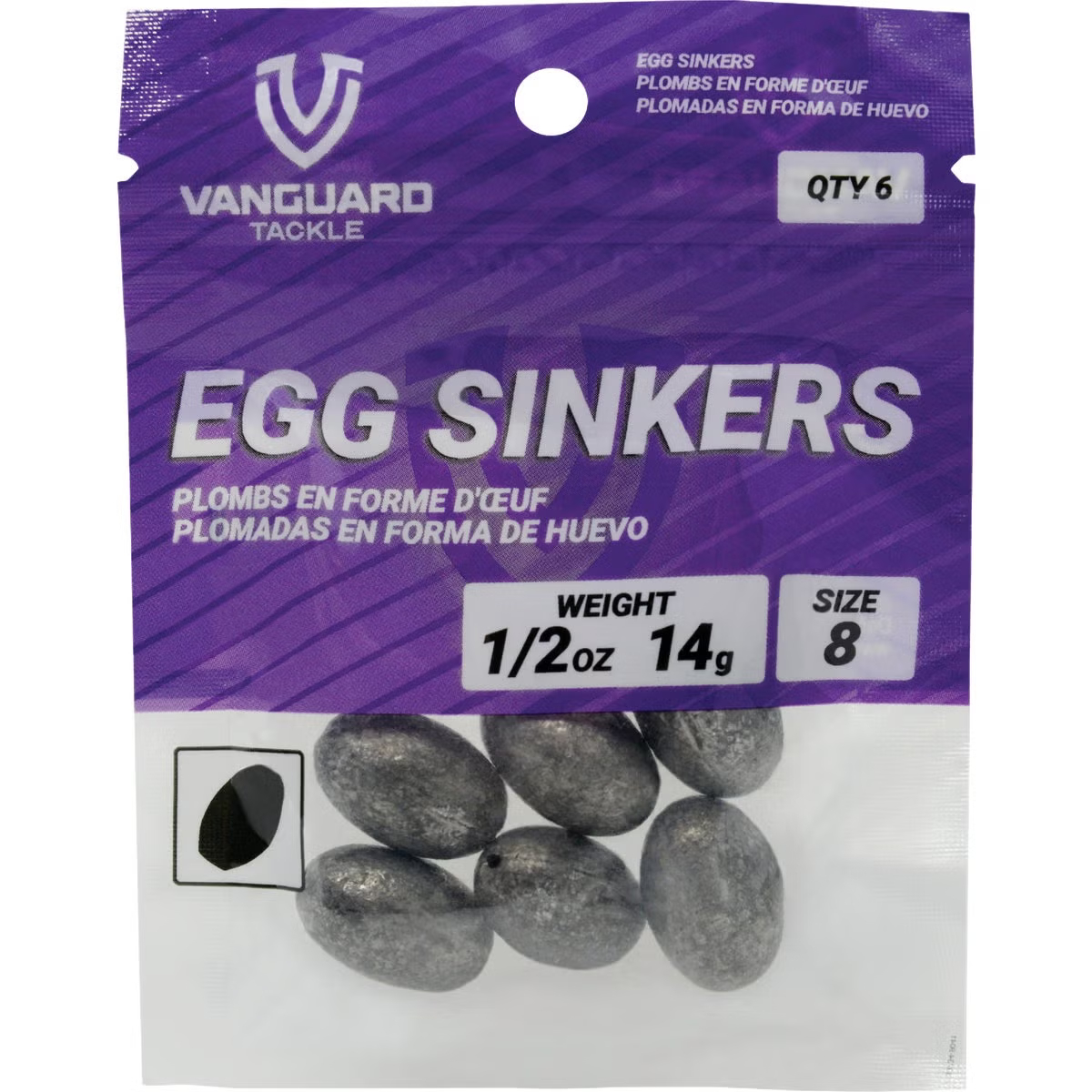 160948 0.5 oz Vanguard Egg Sinker - Size 6 - Pack of 3