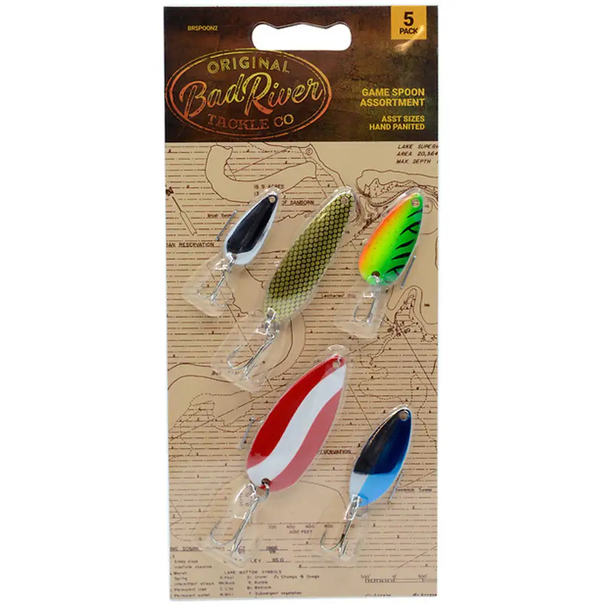 160877 Bad River Fishing Spoon Lure Set, Assorted Color - Pack of 5