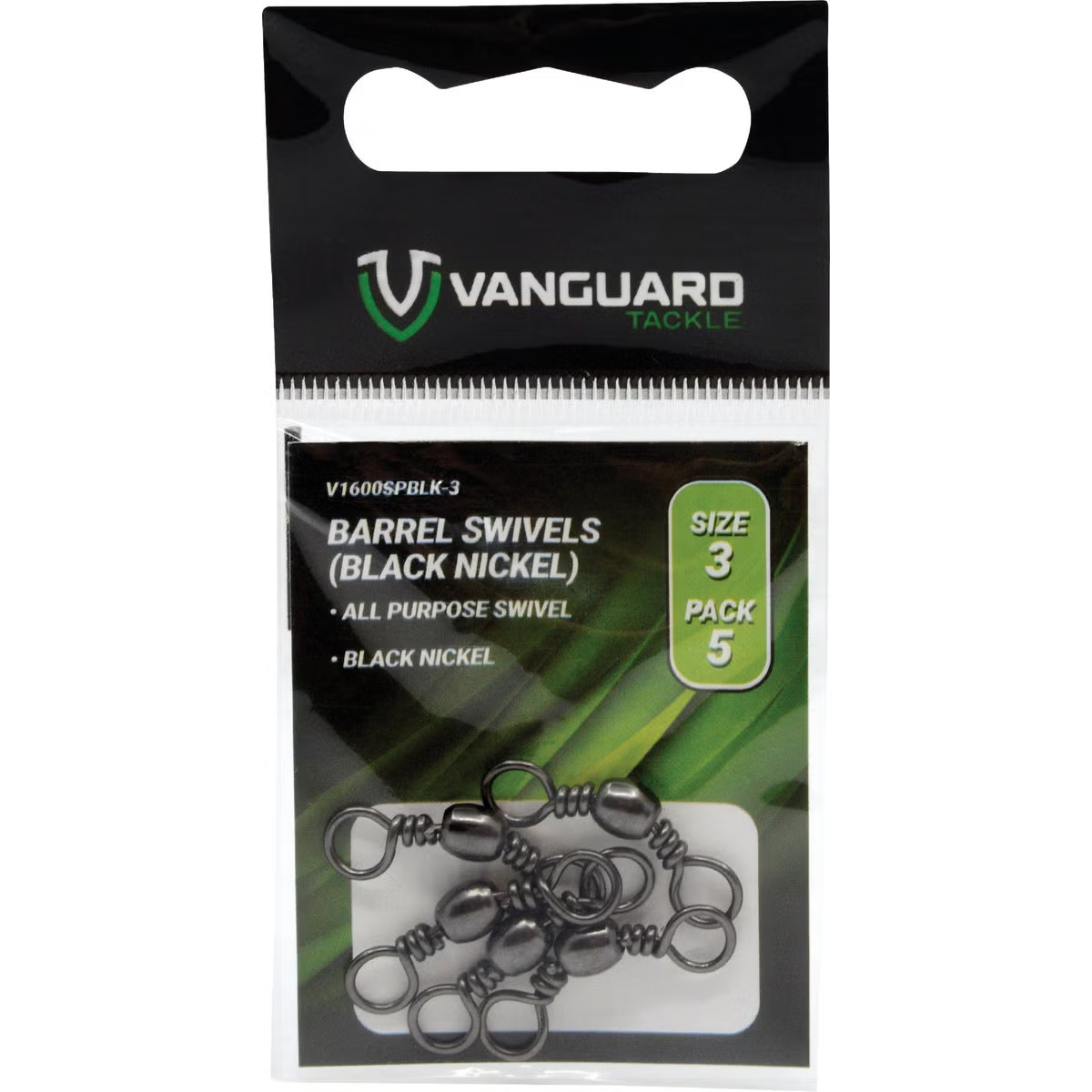 160893 Vanguard Nickel Barrel Swivel, Black - Size 10 - 10 Piece