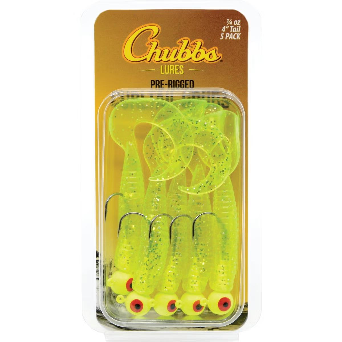 160983 3 in. 0.12 oz Chartreuse Glitter Curltail Grub Jighead, Pack of 5