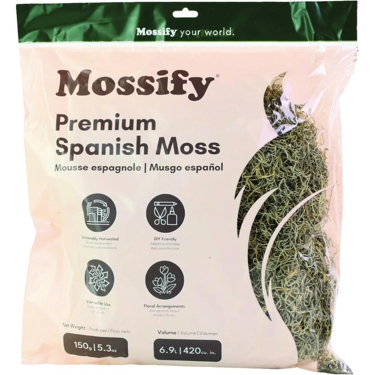 162824 5.3 oz 150 g Premium Natural Spanish Moss Bag