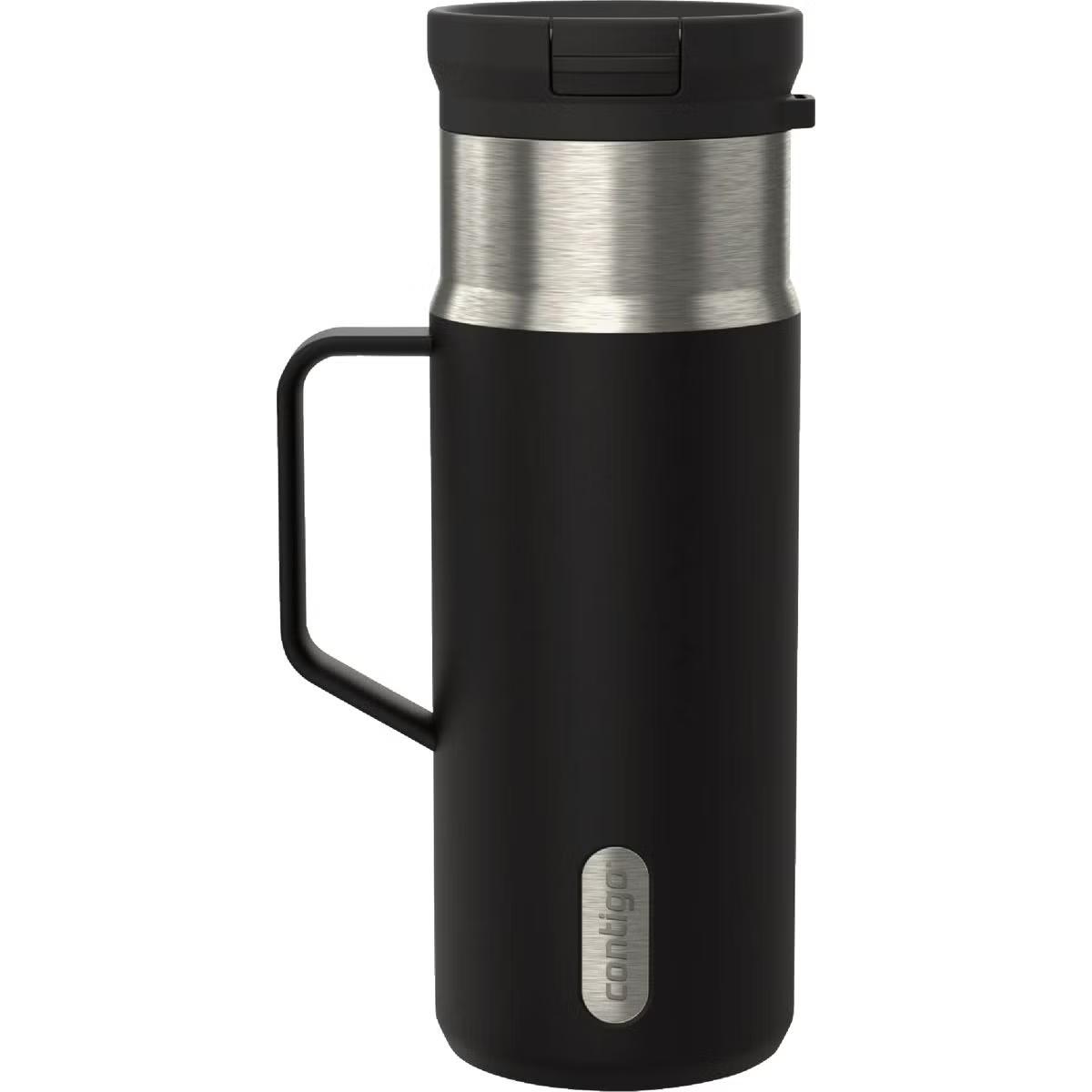 ell Brands 165568 18 oz Contigo SnapSeal Leakproof Stainless Steel Water Bottle with Side Handle, Black