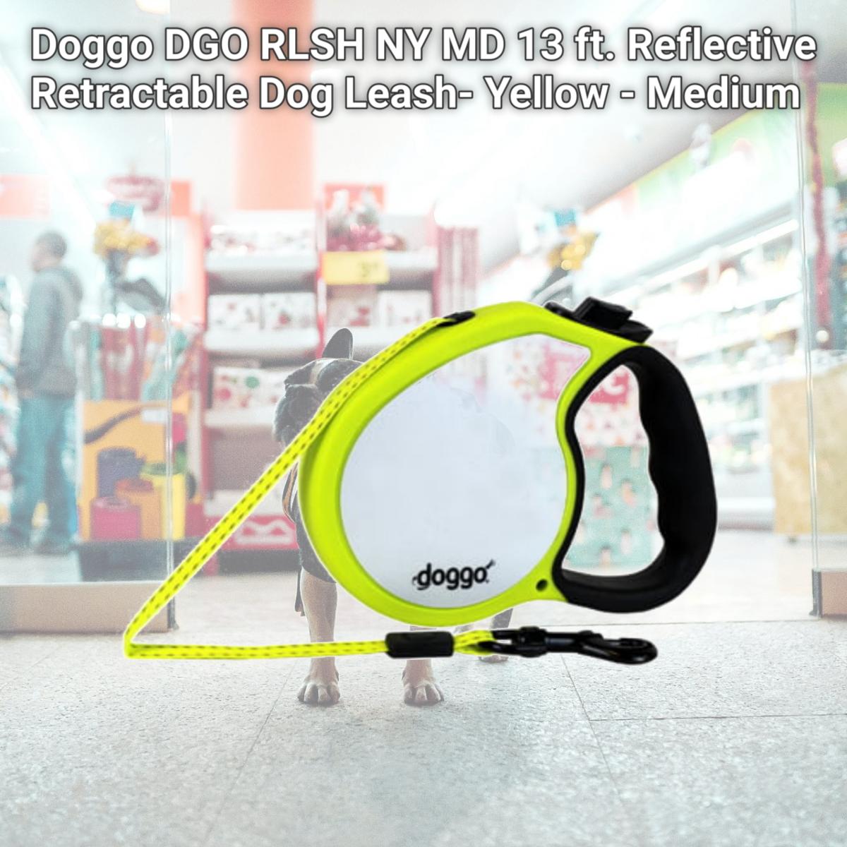 Picture of Doggo DGO RLSH NY MD 13 ft. Reflective Retractable Dog Leash- Yellow - Medium