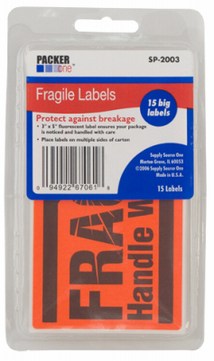 215519 3 x 5 in. Fragile Stickers  25 Count Pack of 6