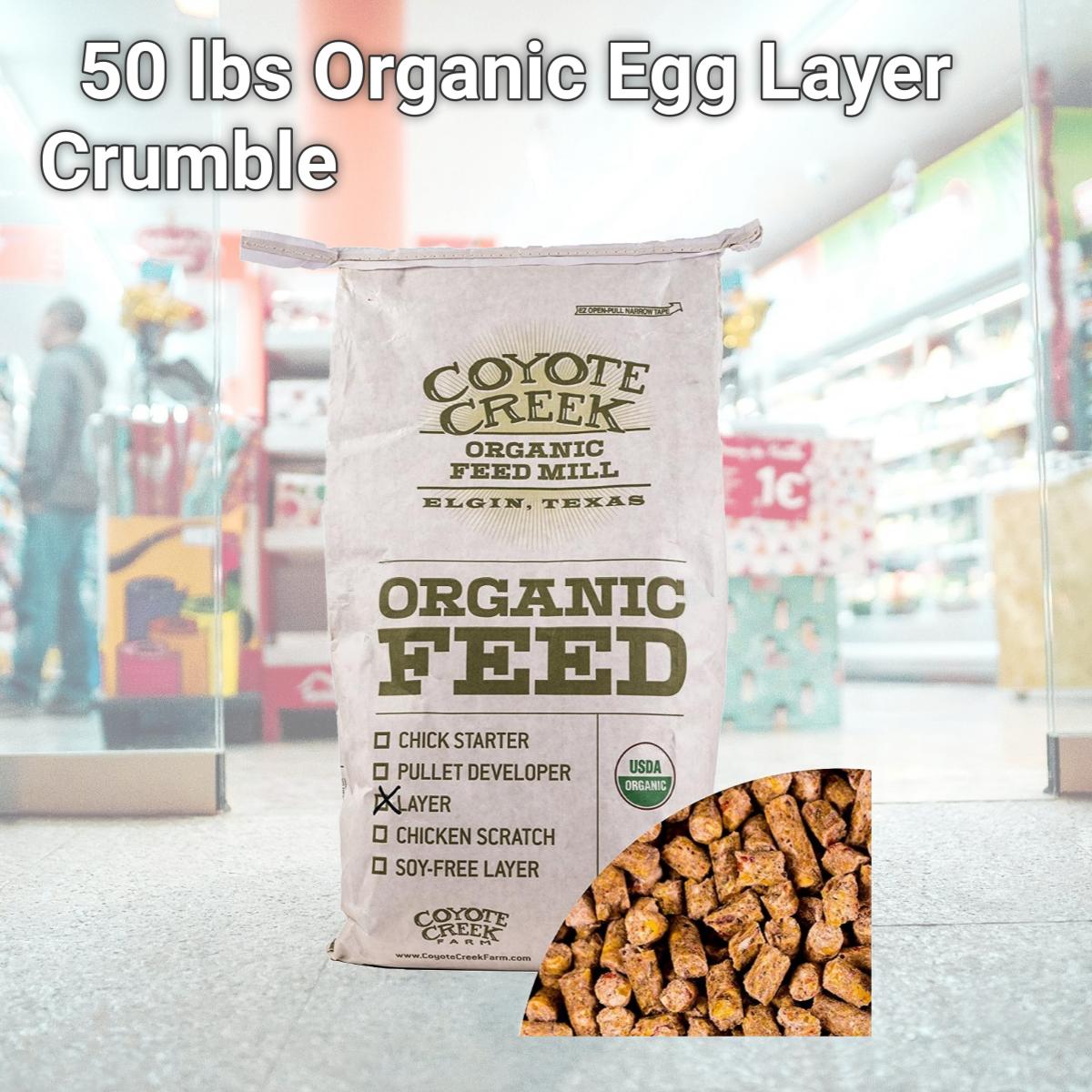 Picture of Coyote Creek Organic Feed Mill 220935 50 lbs Organic Egg Layer Crumble