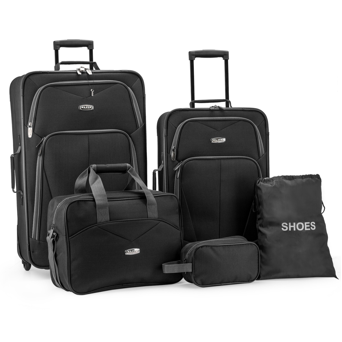 Picture of Elite Luggage EL08094K Whitfield 5 Piece Softside Lightweight Rolling Luggage Set, Black