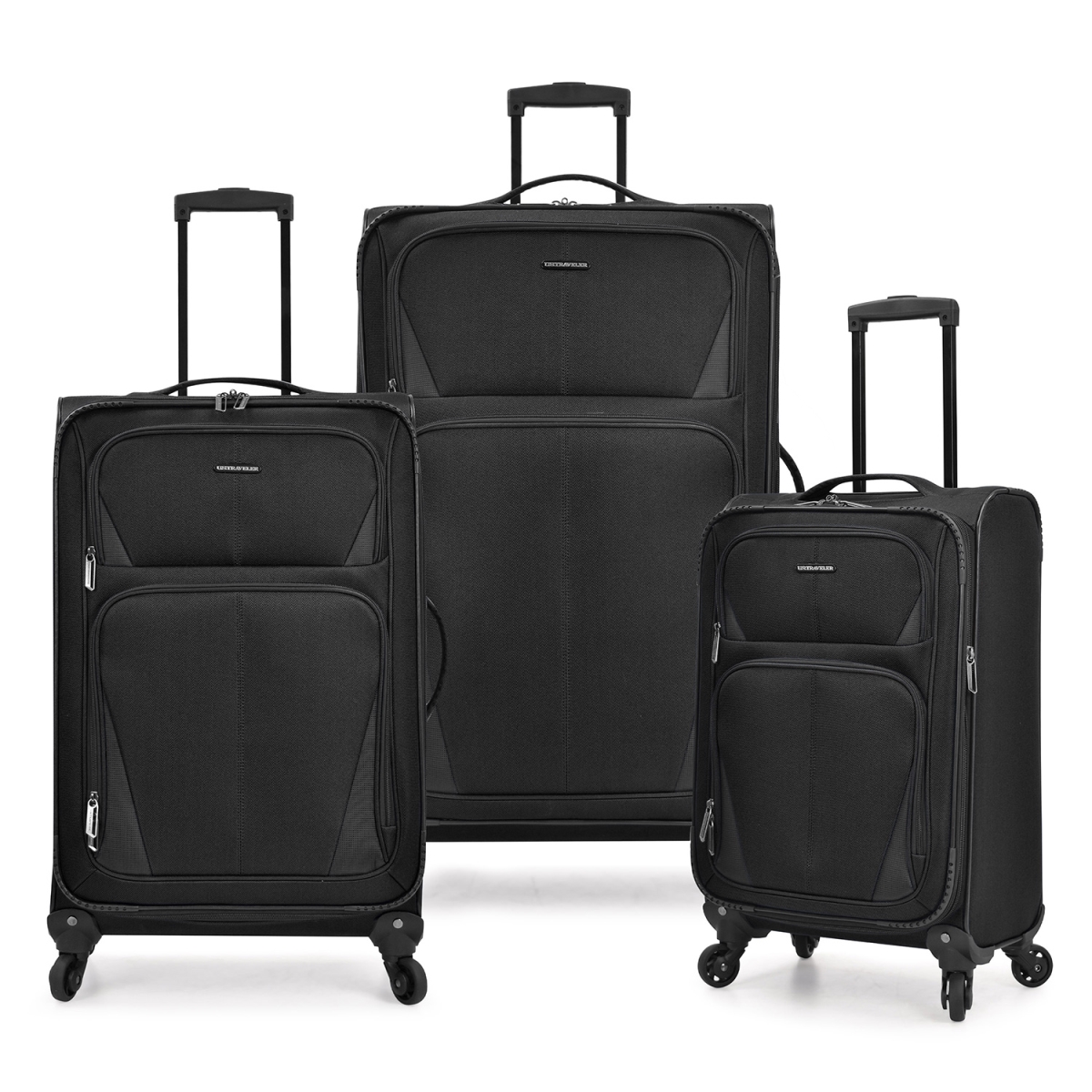 US08125K 23, 27 & 31 in. Aviron Bay Expandable Softside Luggage Set with Spinner Wheels - Black - 3 Piece