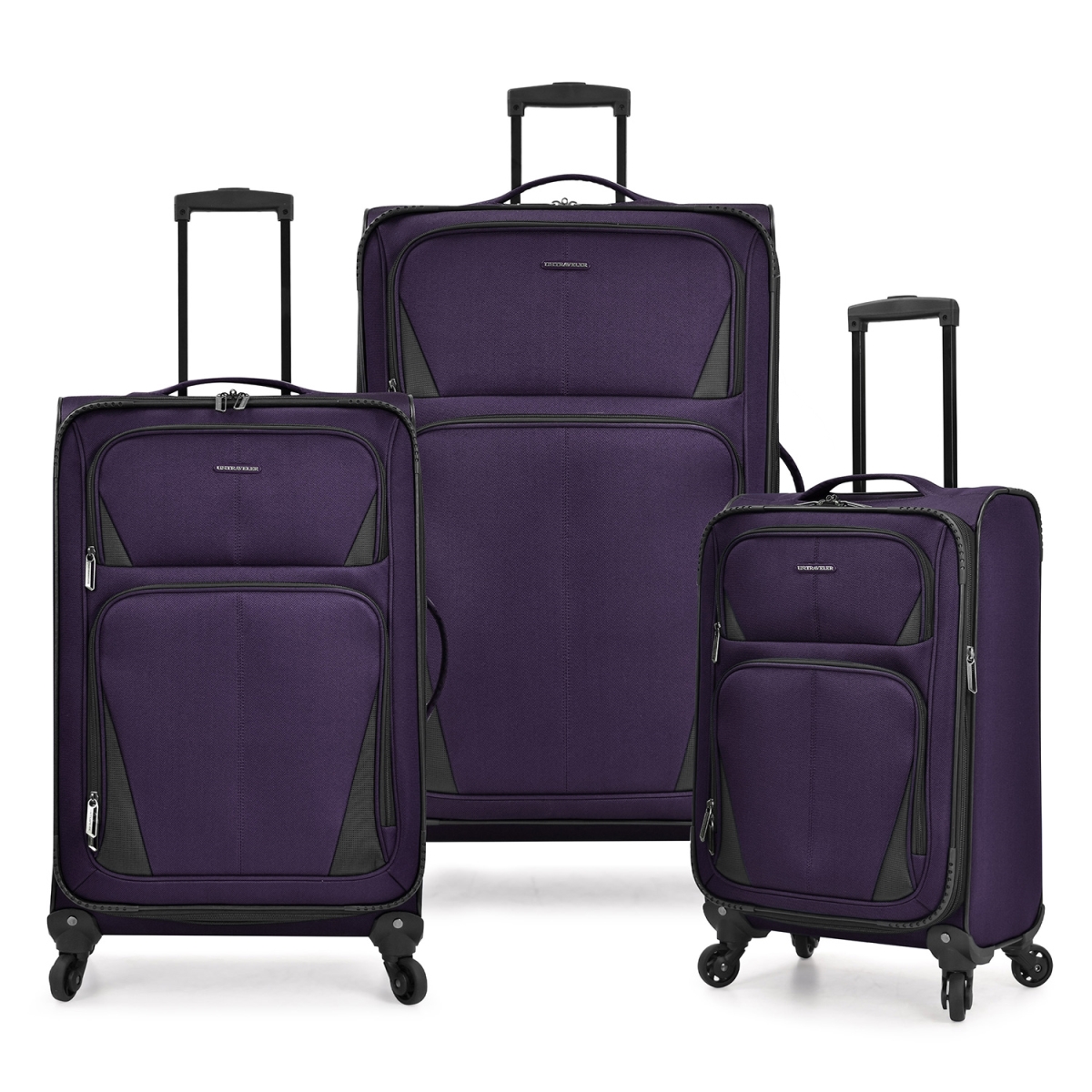 US08125L 23, 27 & 31 in. Aviron Bay Expandable Softside Luggage Set with Spinner Wheels - Purple - 3 Piece