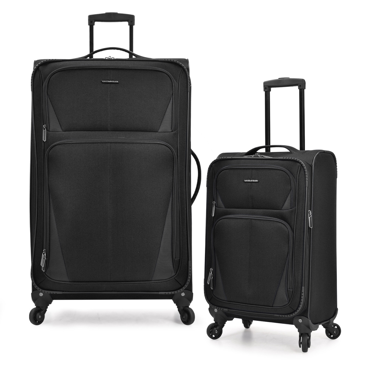 US08125K2 22 & 30 in. Aviron Bay Expandable Softside Luggage Set with Spinner Wheels, Black - 2 Piece