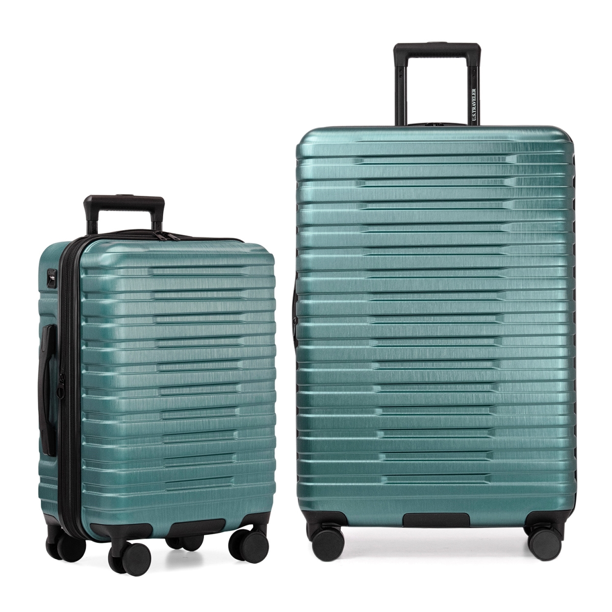 US09181E2 22 & 30 in. Boren Hardside Rugged Spinner Luggage Set with USB Port, Teal - 2 Piece