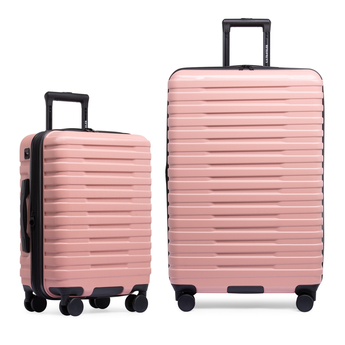 Picture of U.S Traveler US09181R2 22 & 30 in. Boren Hardside Rugged Spinner Luggage Set with USB Port&#44; Rose Pink - 2 Piece