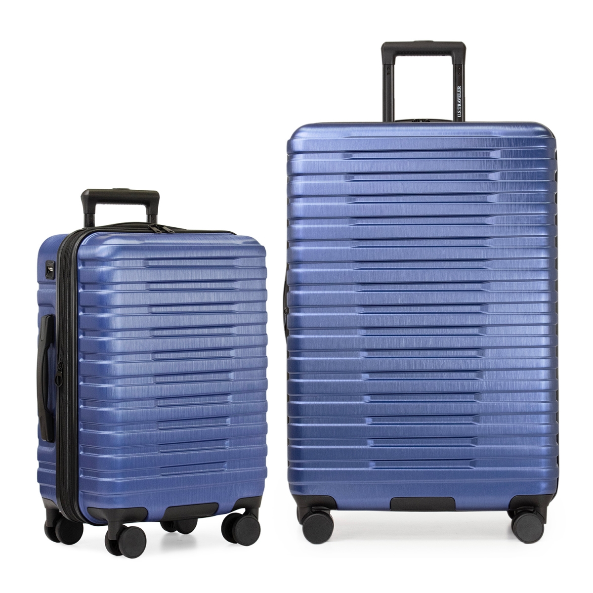 Picture of U.S Traveler US09181N2 22 & 30 in. Boren Hardside Rugged Spinner Luggage Set with USB Port&#44; Navy - 2 Piece
