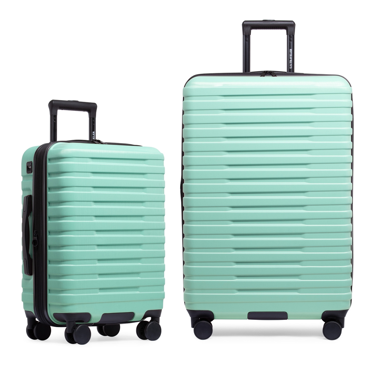 Picture of U.S Traveler US09181M2 22 & 30 in. Boren Hardside Rugged Spinner Luggage Set with USB Port&#44; Mint - 2 Piece