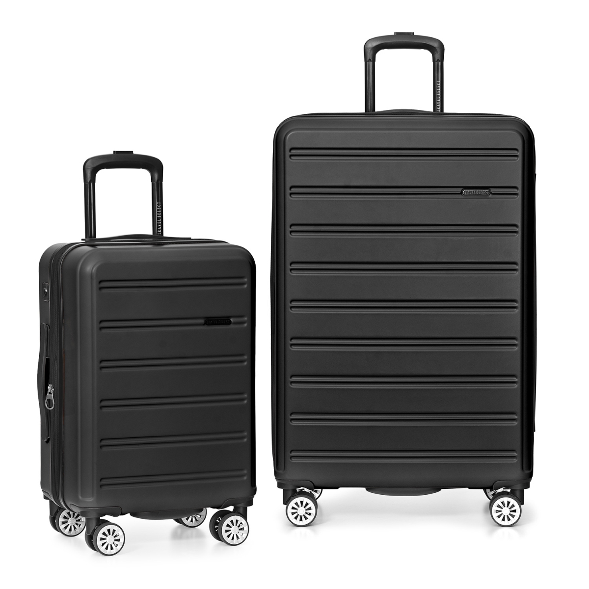 TS09203K2 21 & 30 in. Snowcreek Hardside Expandable Spinner Luggage Set with USB Port, Black - 2 Piece