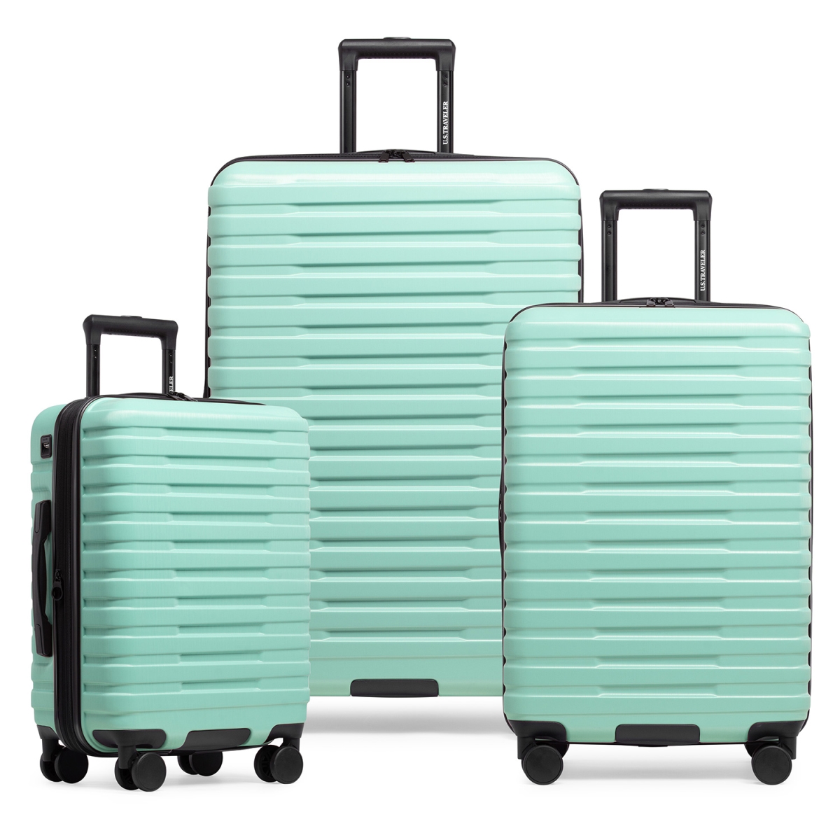Picture of U.S Traveler US09181M 22&#44; 26 & 30 in. Boren Hardside Rugged Spinner Luggage Set with USB Port - Mint - 3 Piece