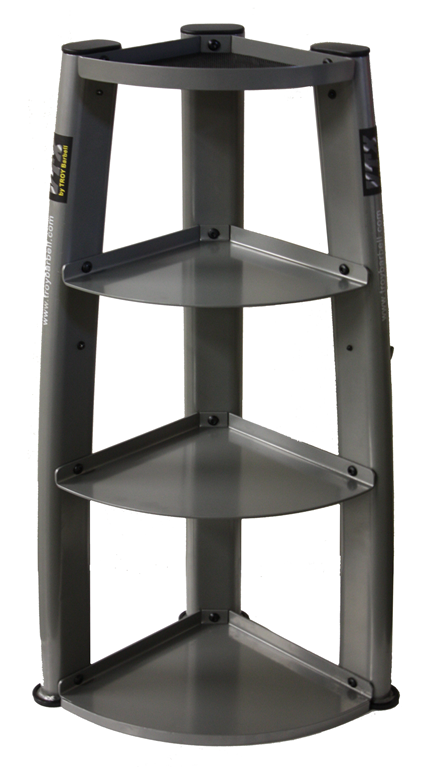 Troy Barbell GKBR-3 Vertical Kettlebell Rack with 4 Hooks & Accessory Tray - Platinum Finish