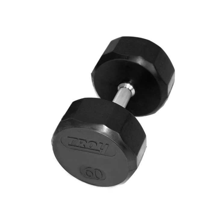 HD-060R 60 lbs Rubber Encased Hex Dumbbell - Steel