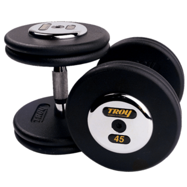 Troy PFDC-005 5 lbs Pro-Style Black Iron Dumbbell with 32 mm Contoured Handle & Chrome End Caps