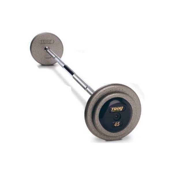 Troy HFB-080R 80 lbs Pro-Style Hammertone Gray Straight Barbell with Rubber End Caps