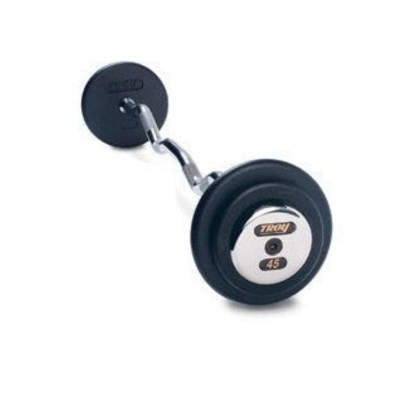 Troy PZB-045C 45 lbs Pro-Style Black Curl Barbell with Chrome End Caps