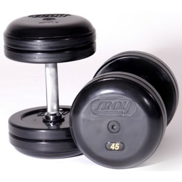 Troy RUFDC-005 5 lbs Pro-Style Center Handle Rubber Dumbbell with End Cap