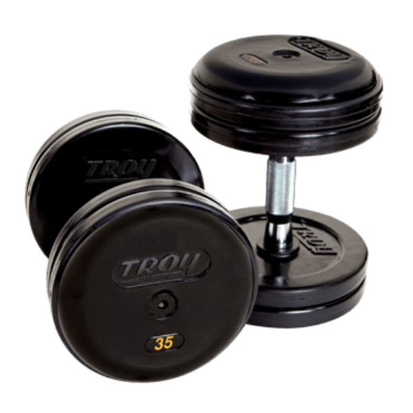 Troy RUFDC-015 15 lbs Pro-Style Rubber Dumbbell with 32 mm Contoured Handle & Rubber End Caps