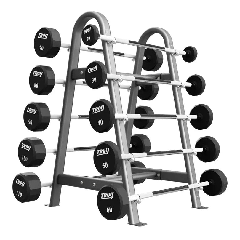 Troy COMMPAC-TSBR-110 110 lbs 12 Sided Rubber Encased Straight Barbell, Black