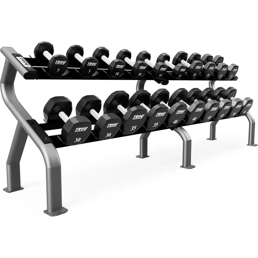 Troy COMMPAC-TSDR50 50 lbs 12 Sided Rubber Dumbbell with 1 Rack, Black