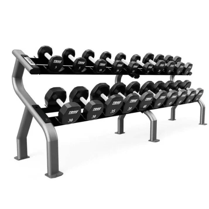 Troy COMMPAC-TSDU50 50 lbs 12 Sided Urethane Dumbbell with 1 Rack, Black