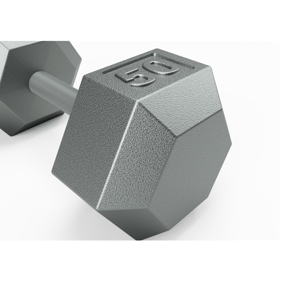 IHD-005-050 5-50 lbs 6 Sided Cast Iron Dumbbell