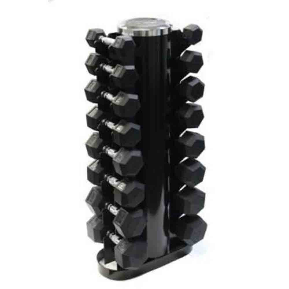 VERTPAC-HDR30G 30 lbs 6 Sided Hex Rubber Dumbbell with 1 Rack, Black