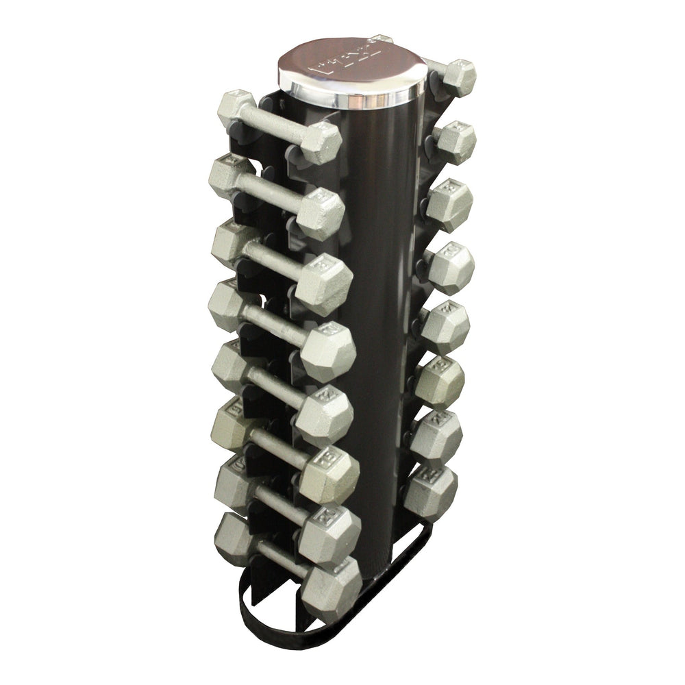 VERTPAC-IHD25 25 lbs 6 Sided Cast Iron Dumbbell with 1 Rack, Black