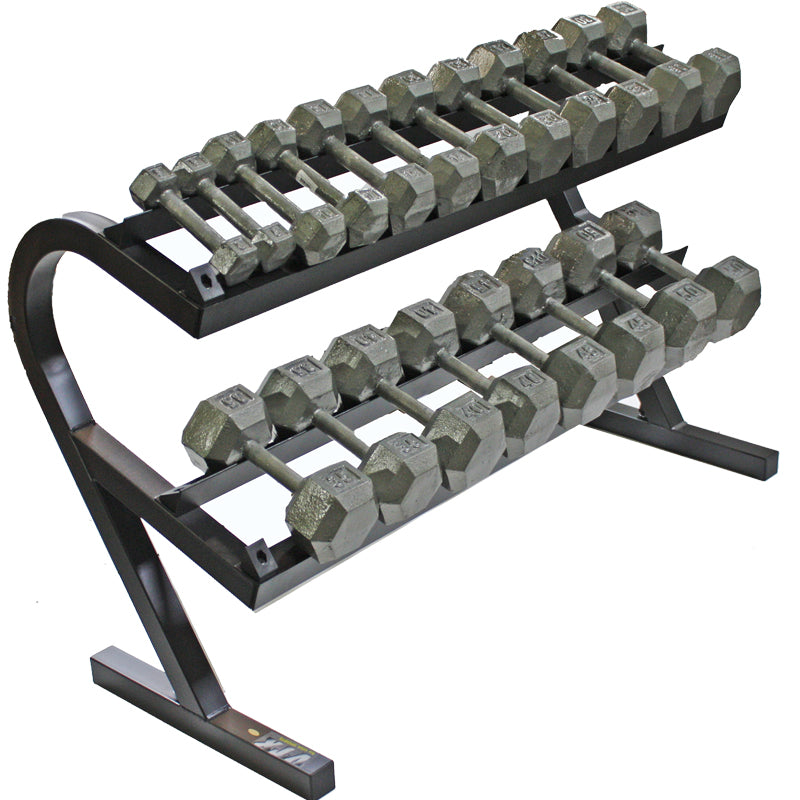 VERTPAC-IHD50 5-50 lbs 6 Sided Cast Iron Dumbbell with 1 Rack, Black