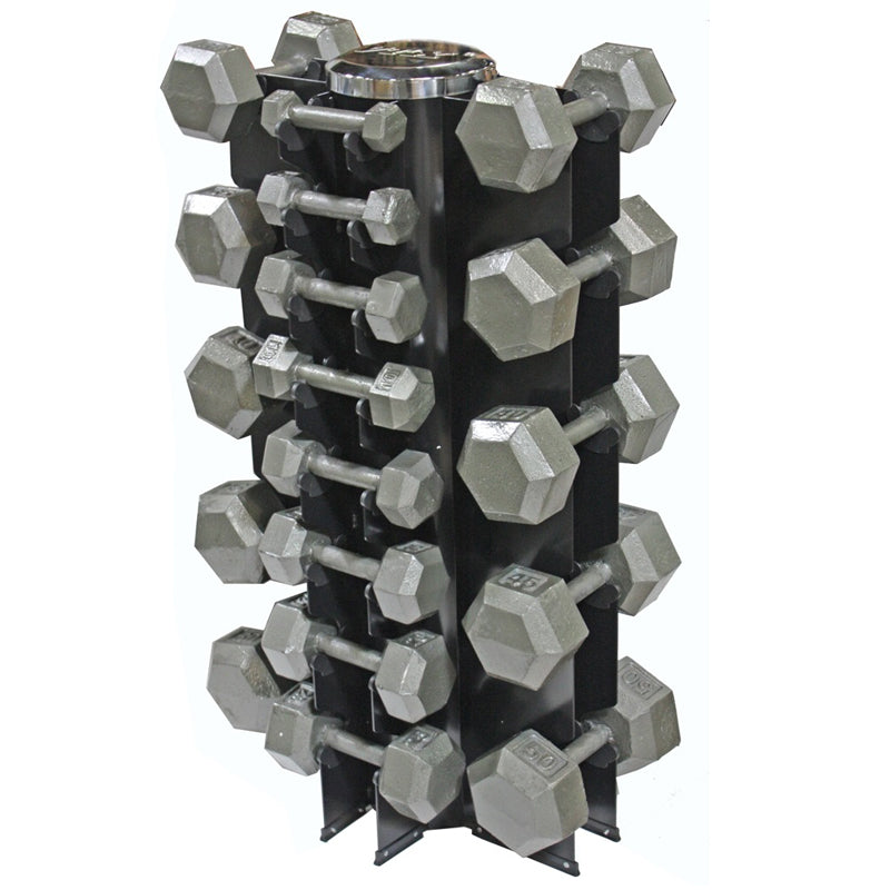 VERTPAC-IHD50G 50 lbs 6 Sided Cast Iron Dumbbell with 1 Rack, Black