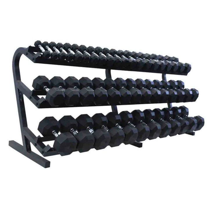 VTX VERTPAC-SDR100 5-100 lbs 8 Sided Rubber Dumbbell with 1 Rack, Black