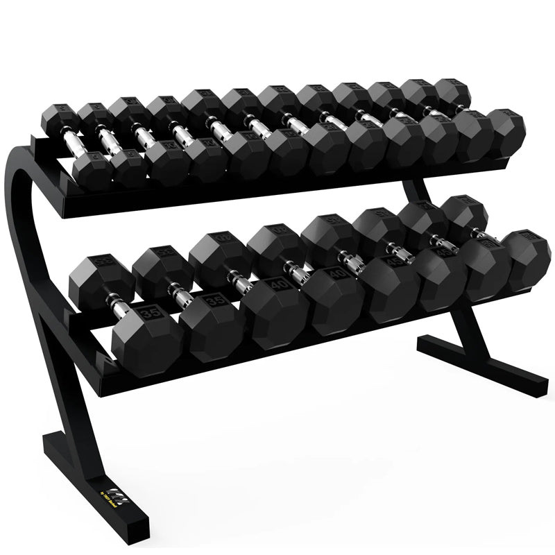 VTX VERTPAC-SDR50 5-50 lbs 8 Sided Rubber Dumbbell with 1 Rack, Black