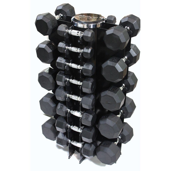 VTX VERTPAC-SDR50G 50 lbs 4 Sided Vert Rack with 13 Pair Rubber Dumbbells