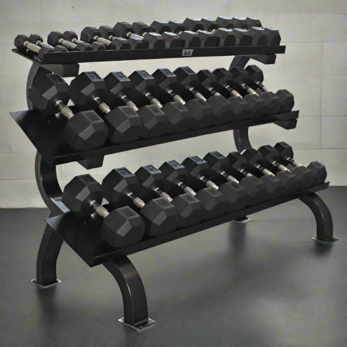 VTX VERTPAC-SDR75 5-75 lbs Rubber Dumbbell Set with Shelf Rack