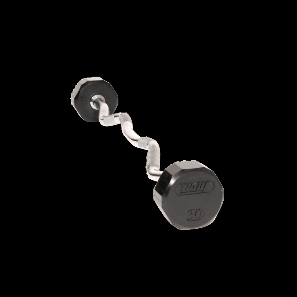 Troy TZB-080R 80 lbs 12-Sided Rubber Encased Curl Barbell