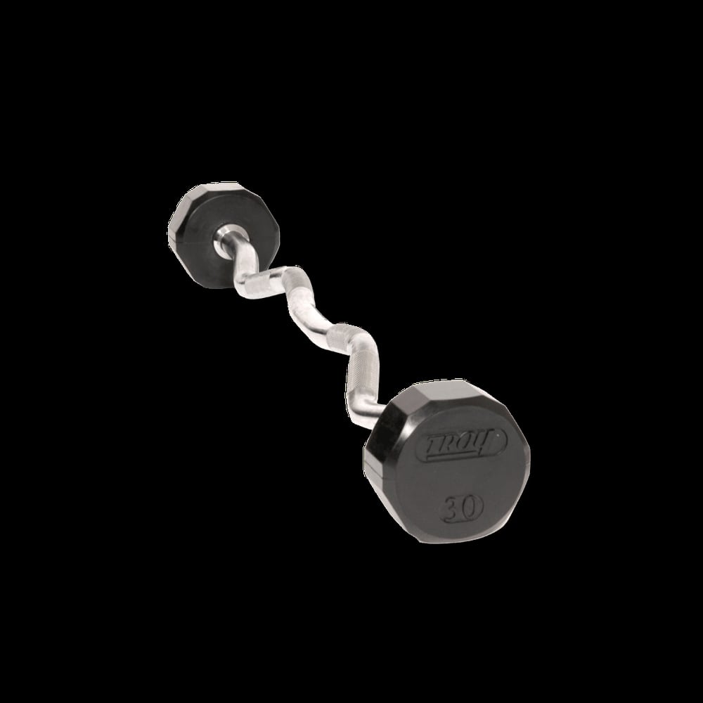 Troy TZB-090R 90 lbs 12-Sided Rubber Encased Curl Barbell