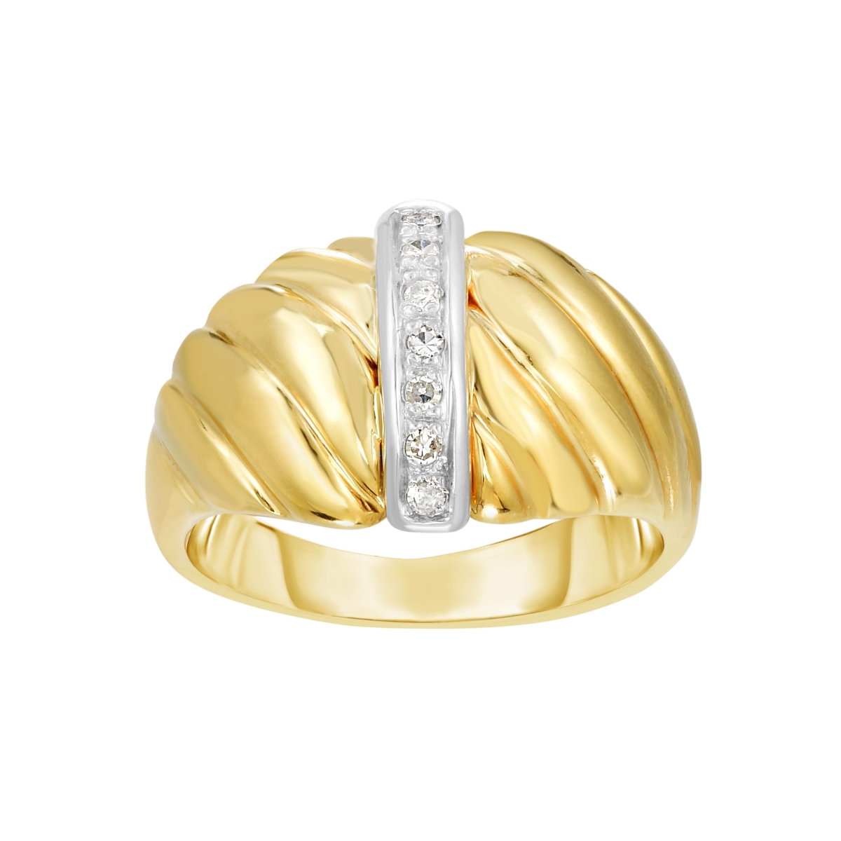 Picture of Royal Chain TR7368-06 14K Two Tone Gold Polished Italian Cable Ring&#44; Size 6