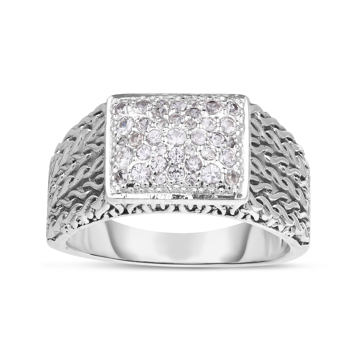 Picture of Royal Chain PGR7817-09 Sterling Silver White Sapphire Woven Ring&#44; Size 9