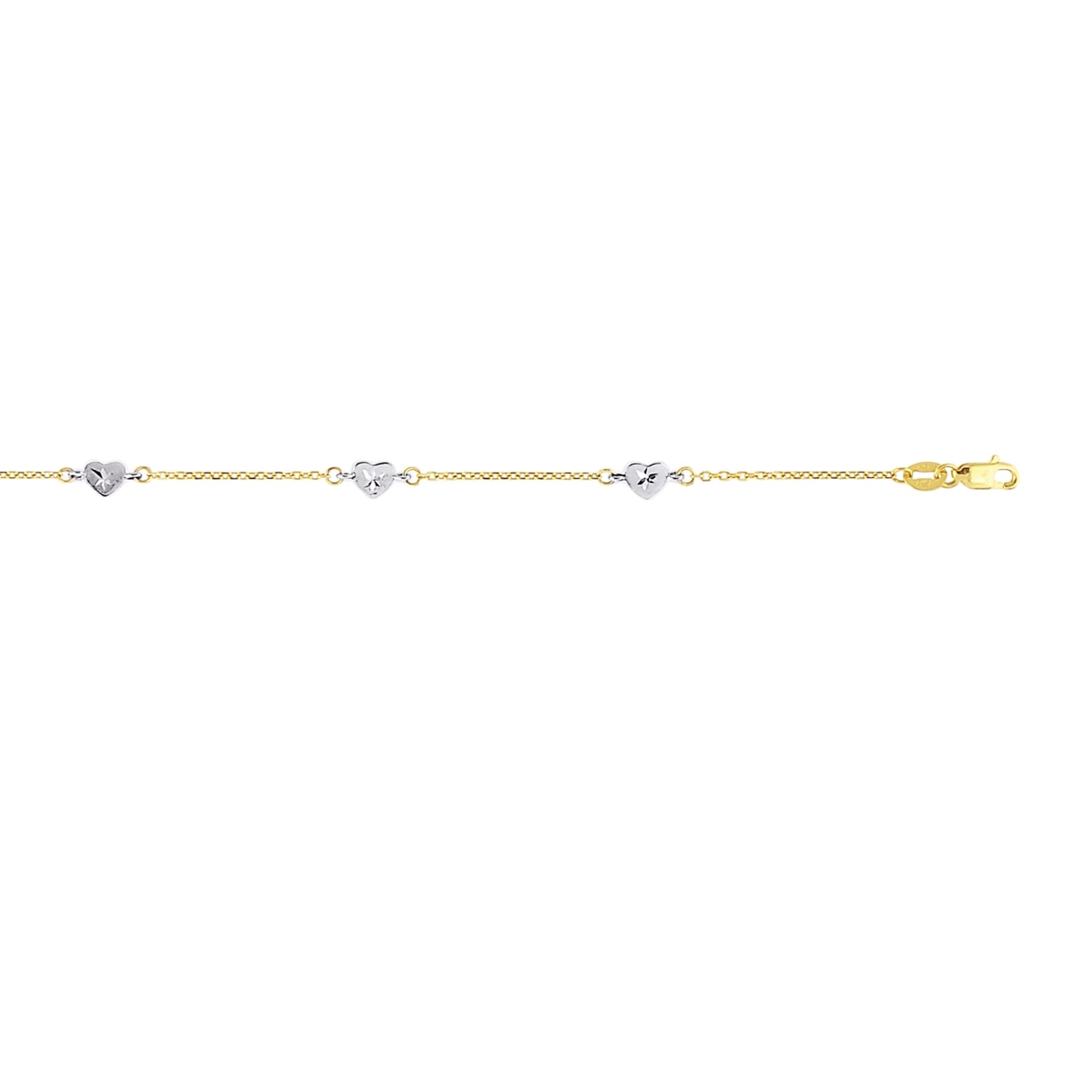 Picture of Royal Chain ANK186-10 10 in. 14K Two Tone Diamond Cut Textured Anklet with Lobster Clasp