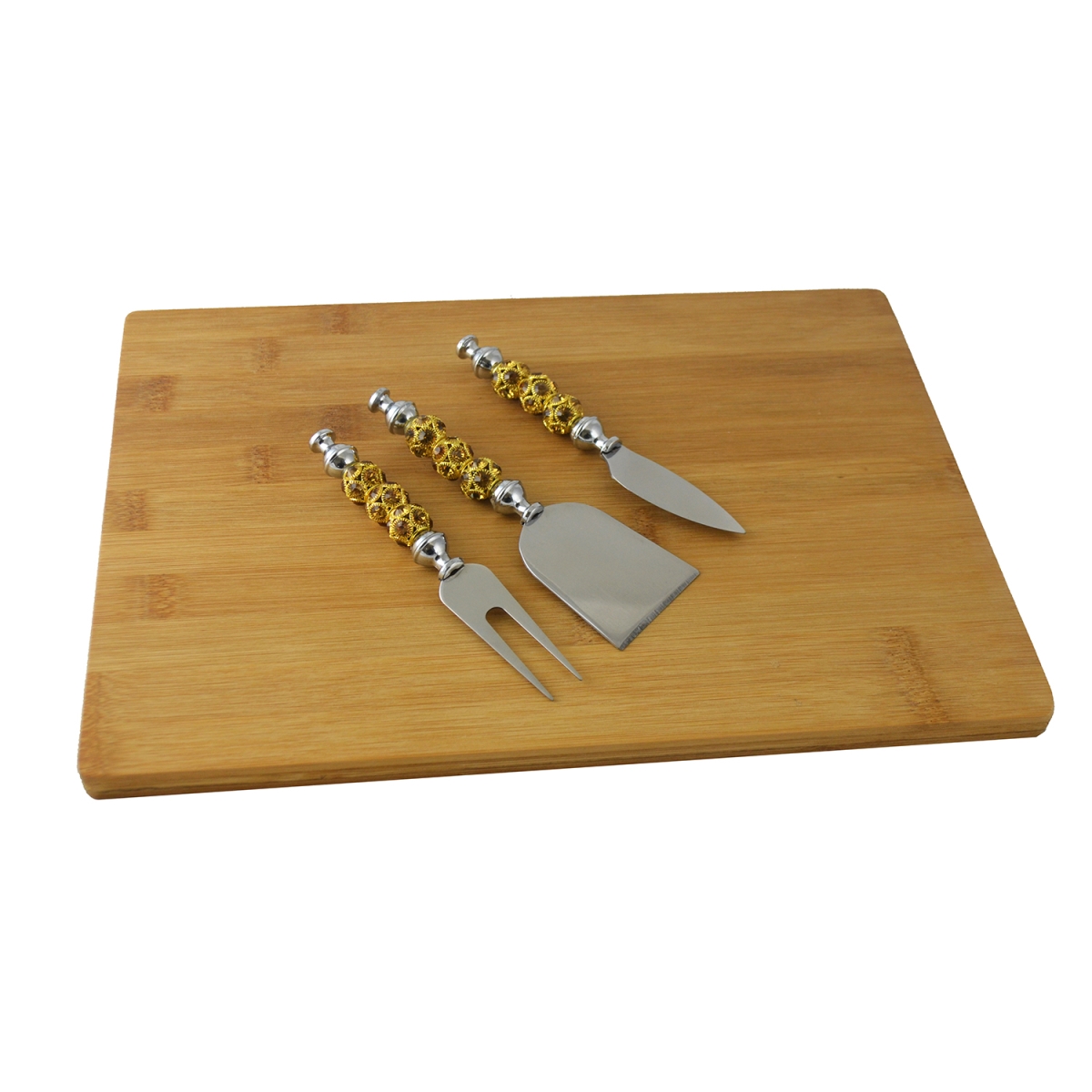 Picture of Three Star SX3110 13.25 x 9.5 in. Amber & Gold Cheese Board With Utensil Set - 3 Piece