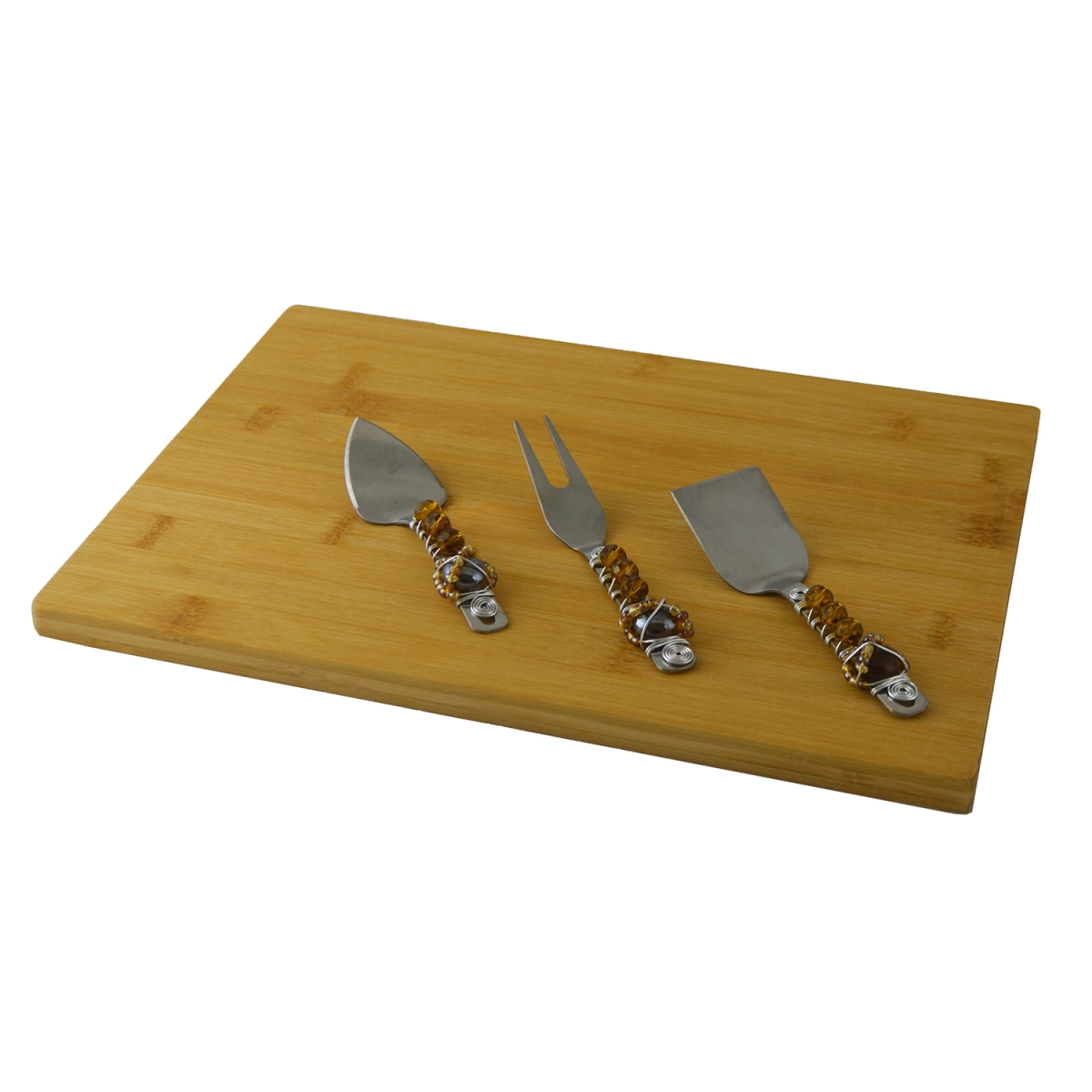 Picture of Three Star SX3120 13.25 x 9.5 in. Amber Stones Cheese Board With Utensil Set - 3 Piece