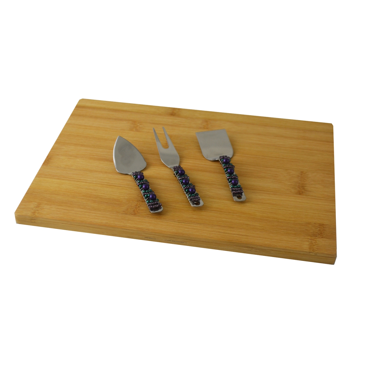 Picture of Three Star SX3140 13.25 x 9.5 in. Purple Stones Cheese Board With Utensil Set - 3 Piece