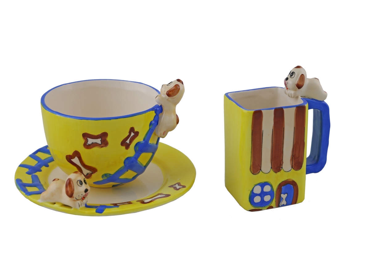 Picture of Three Star Import & Export XB560 Yellow Mugs & Plate Set&#44; 3 Piece