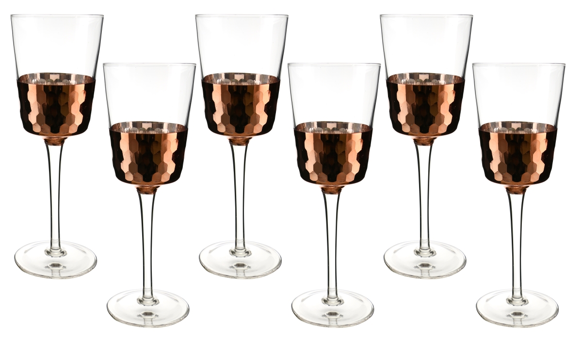 Picture of Three Star Import & Export XM6305 9 in. Wine Glass with Copper Fish Scale Design Set&#44; 6 Piece