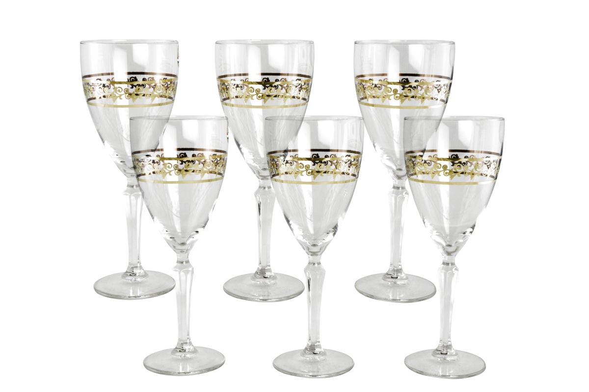 Picture of Three Star Import & Export GS1411 8.5 in. Wine Glass with Floral Design Set&#44; 6 Piece